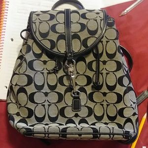 Coach backpack Canvas black and gray style handbag
